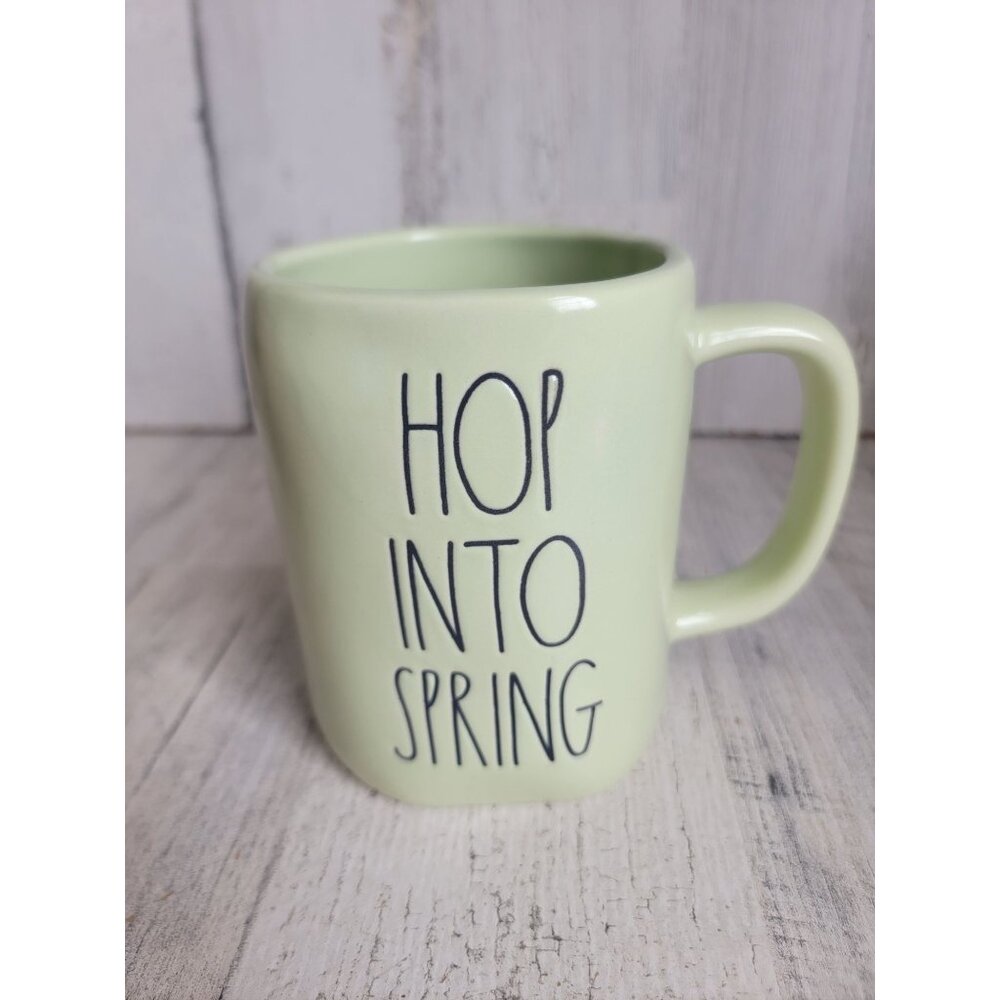 Rae‎ Dunn hop into spring green coffee mug home decor